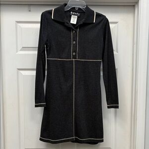 All that Jazz Charcoal Dress with Beige Trim